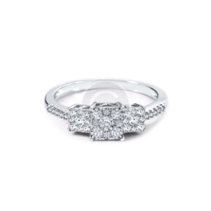 Sterling Silver Triple Zirconia Bridal Ring